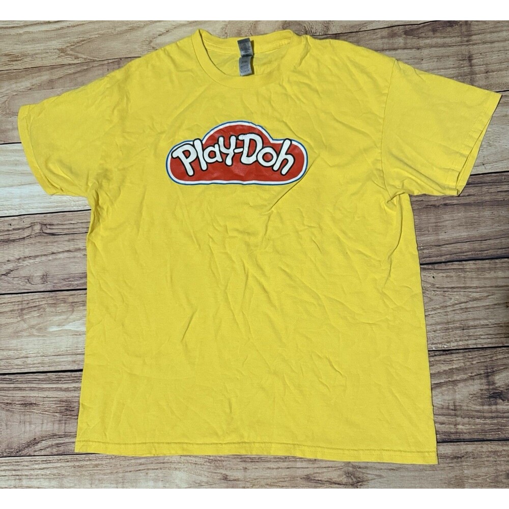 Gildan Heavy Cotton Play-Doh T Shirt Mens Yellow Short Sleeve Size L Large